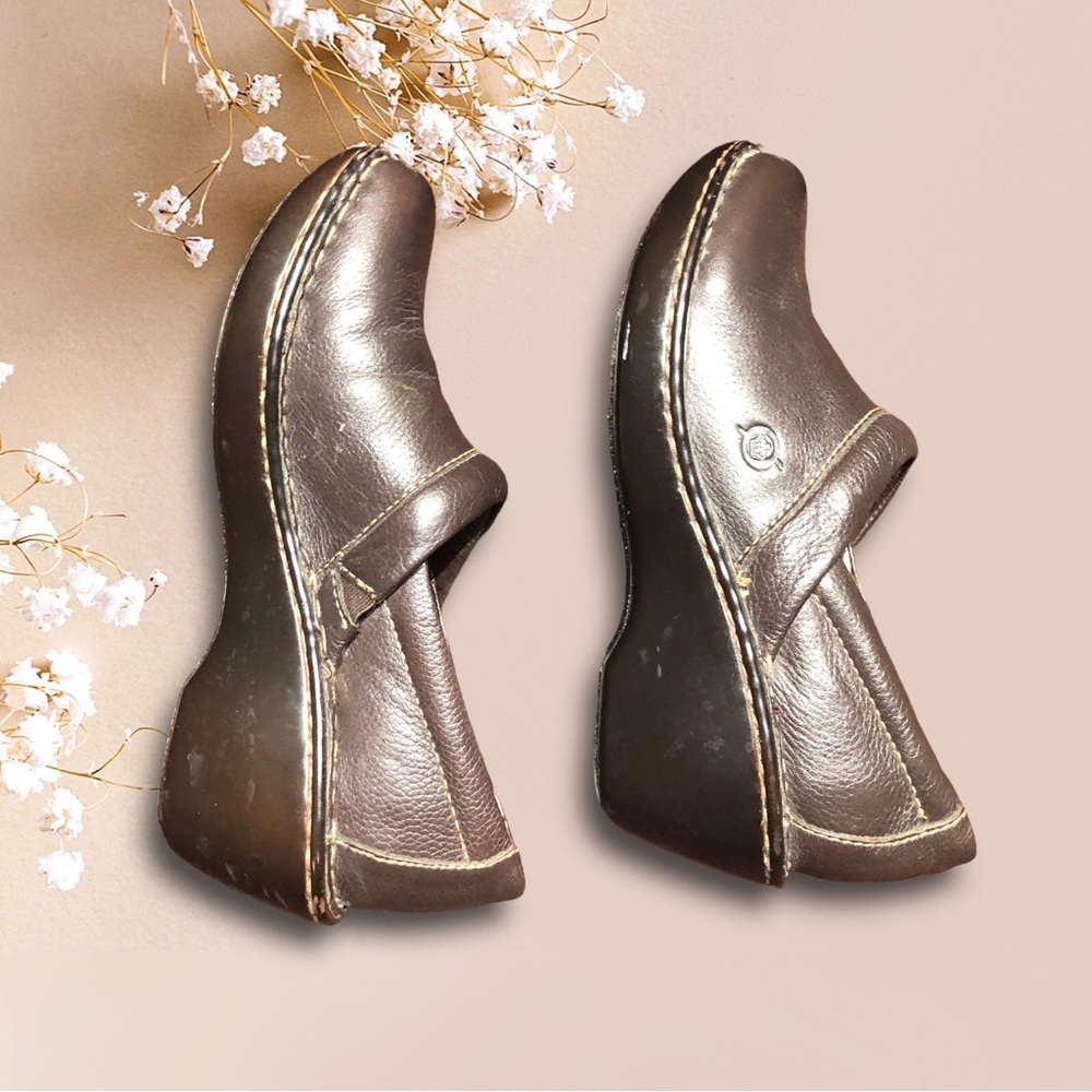 Born Leather Toby Duo Clogs 2" Heel Slip On Shoes W Size 7/38 M/W Dark Brown